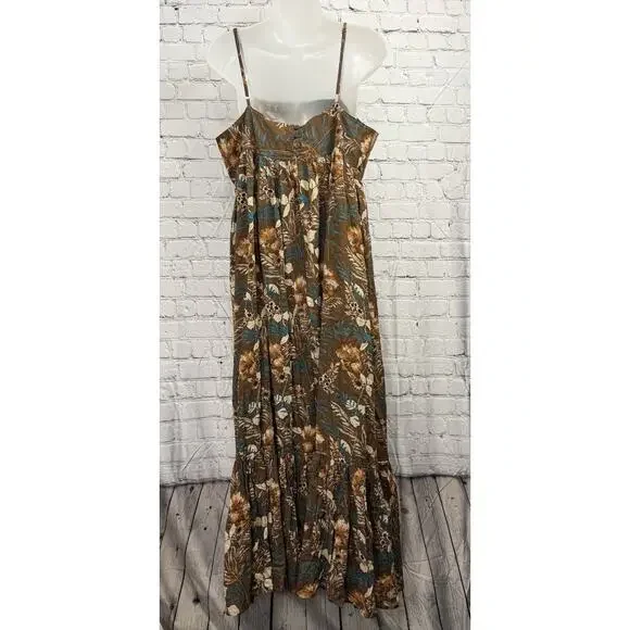 Natural Life Nina Midi Size Large Sleeveless Brown Floral Dress - Picture 3 of 8